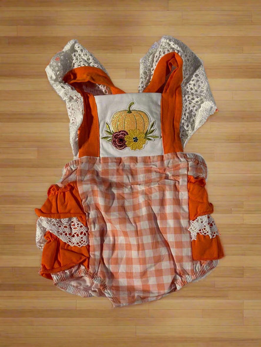 Plaid & Pumpkins Embroidered Bubble (Cotton)