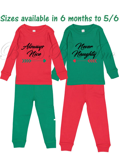 Christmas PJs, Naughty Nice PJs, Sibling PJs, Twinning PJs, Christmas Pajamas