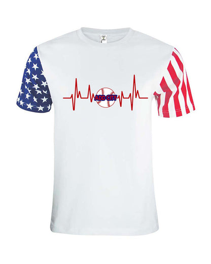 Baseball Shirt, Love of Baseball, Heartbeat Baseball, Red White Blue, USA Baseball