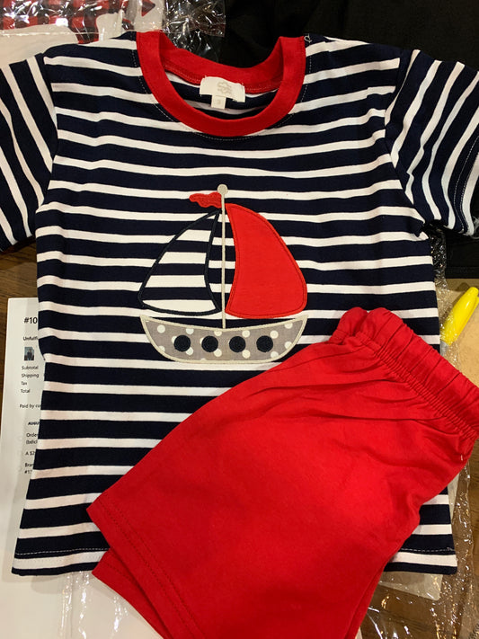 striped sailboats coordinating set