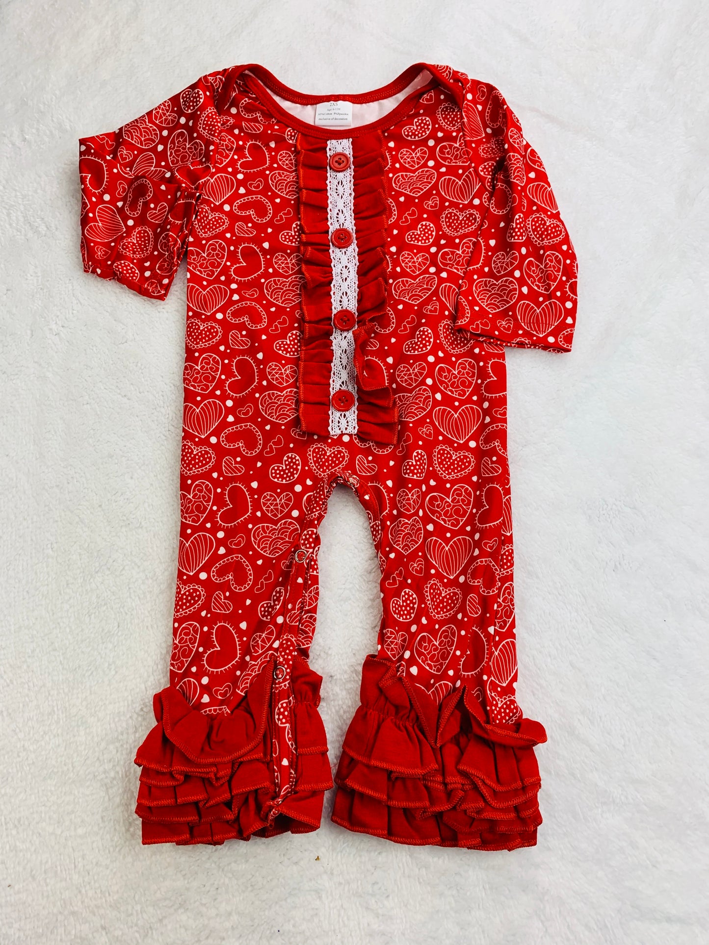 Red Stencil Heart Romper LAST ONE!