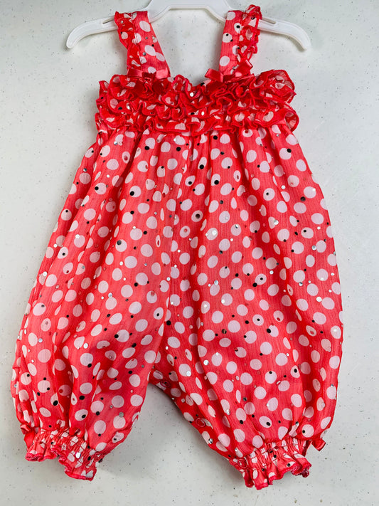 Resale pink polka dot romper 3/6M 🧵