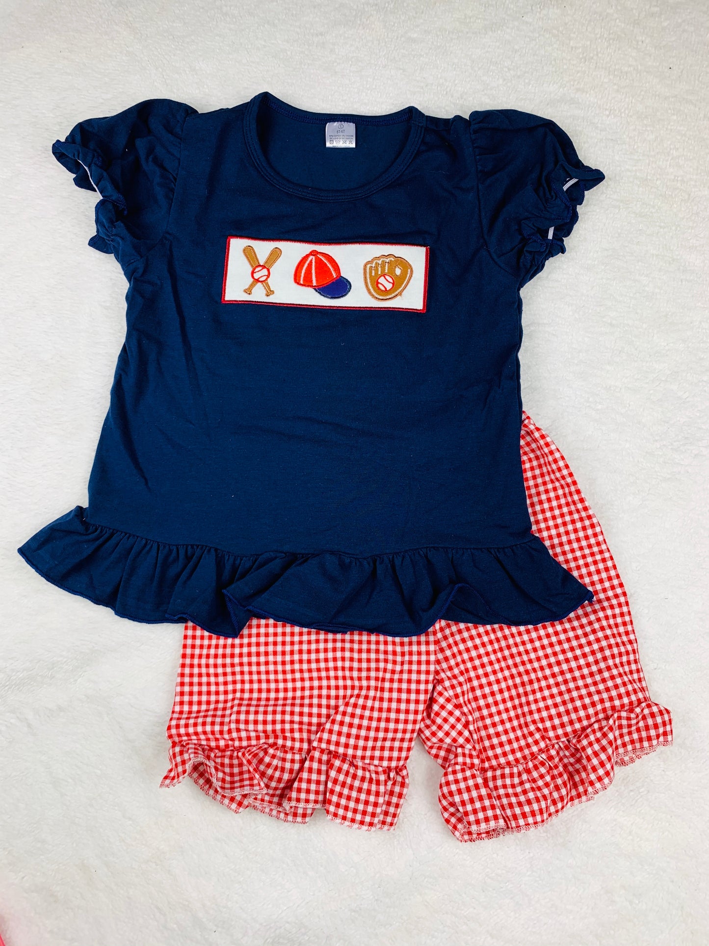 Navy Girls Baseball Shorts Set