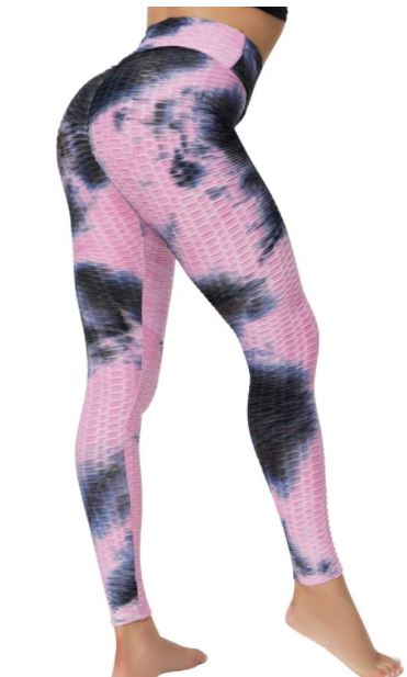 Honeycomb Leggings Pink & Black Tie Dye